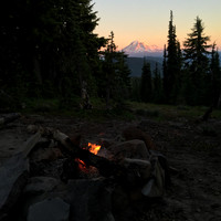 Thursday Night Camp with Fire and Mt Adams 2