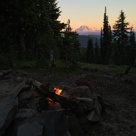 Thursday Night Camp with Fire and Mt Adams 2