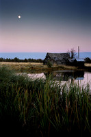 House, Moon, and Pond