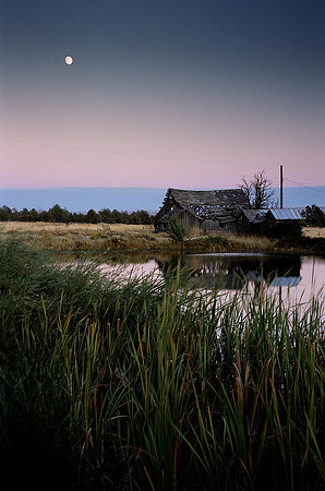 House, Moon, and Pond
