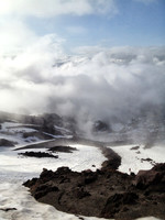 Looking back down through the clouds