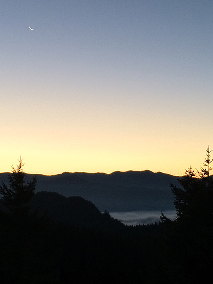 Crescent moon at sunrise