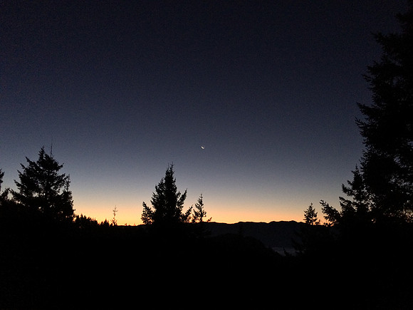 Crescent moon at sunrise